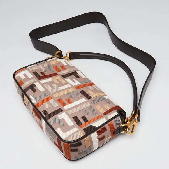 Fendi Ebano Multicolor FF Fabric/Leather Baguette Bag - 8BR600 - Picture 9 of 11